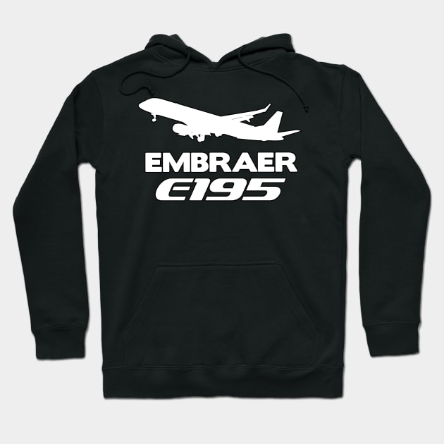 Embraer E195 Silhouette Print (White) Hoodie by TheArtofFlying